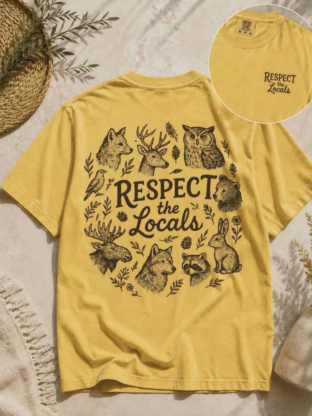 Respect the Locals Graphic Tee | Wildlife Front & Back Design | Comfort Colors | The Flat Creek Shop