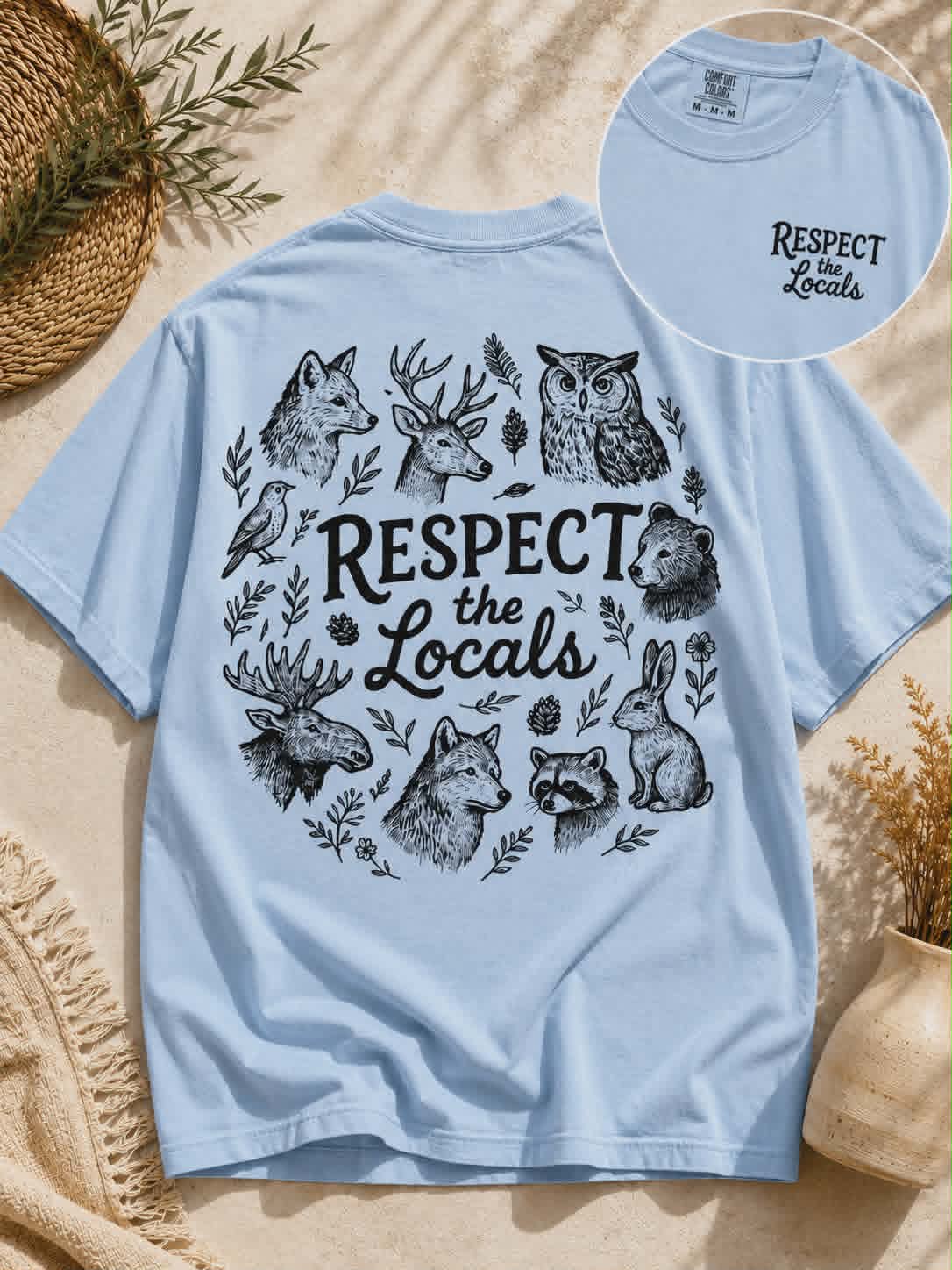 Respect the Locals Graphic Tee | Wildlife Front & Back Design | Comfort Colors | The Flat Creek Shop