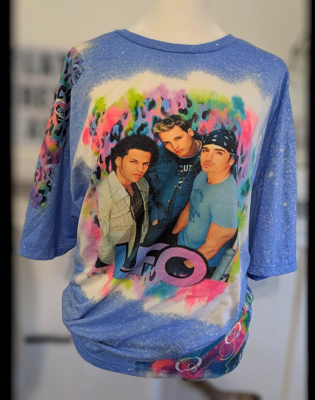80s 90s Boy Band Bleached Shirt | Retro Throwback Off - Shoulder Graphic TeeSmallThe Flat Creek Shop LLC