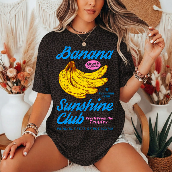 Banana Sunshine Club Leopard Graphic Tee