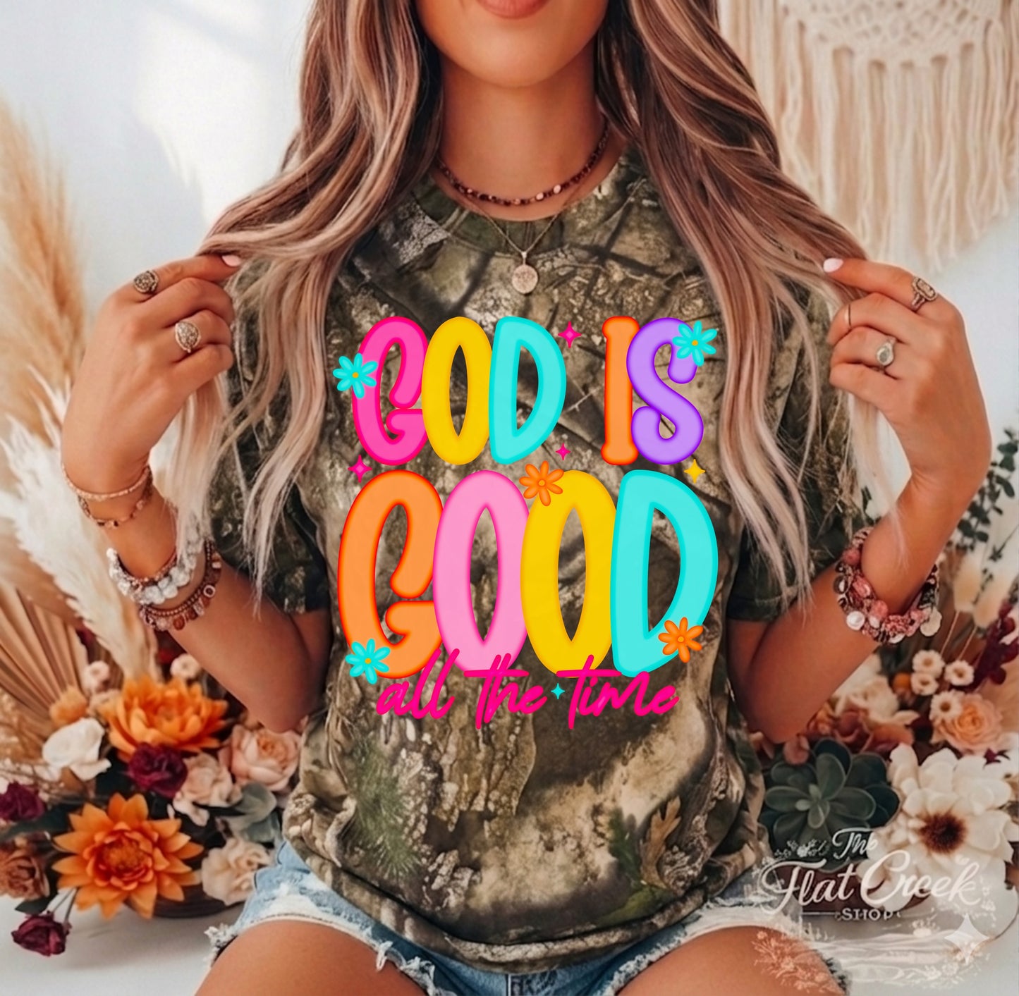 God Is Good All The Time Camo Graphic Tee