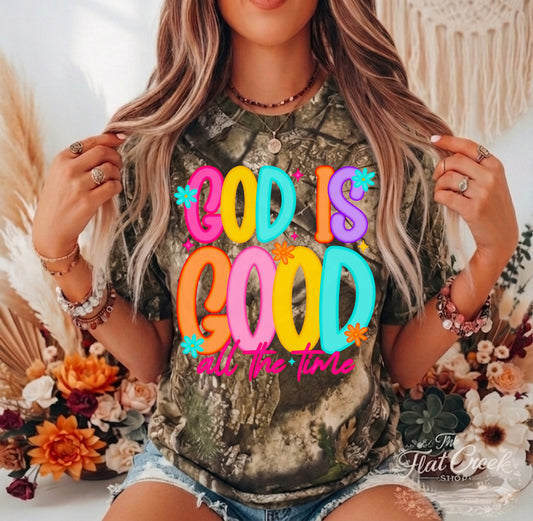 God Is Good All The Time Camo Graphic Tee