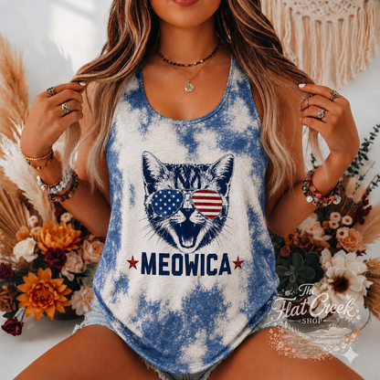 Meowica Patriotic Bleached Tank Top