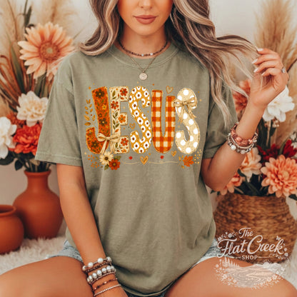 Jesus Fall Floral Graphic Tee