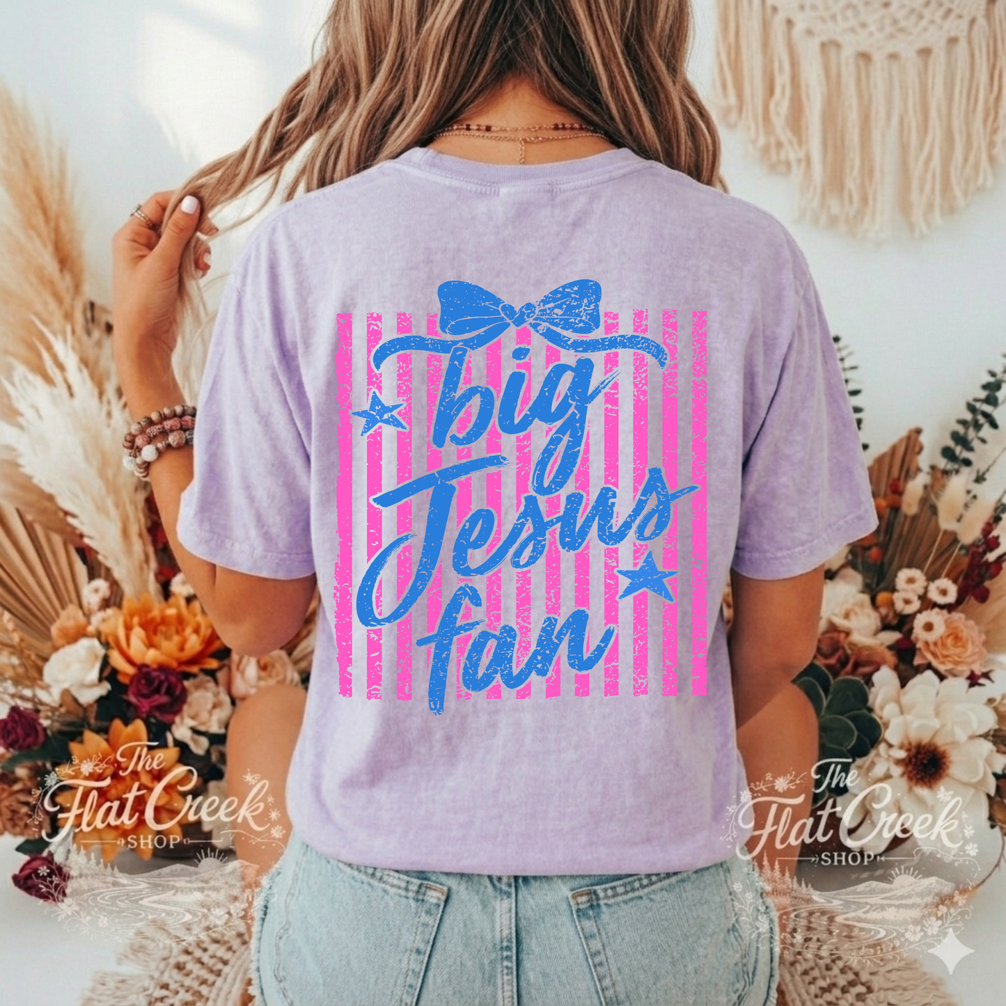 Big Jesus Fan Personalized Initial Tee | Coquette Bow Graphic Shirt