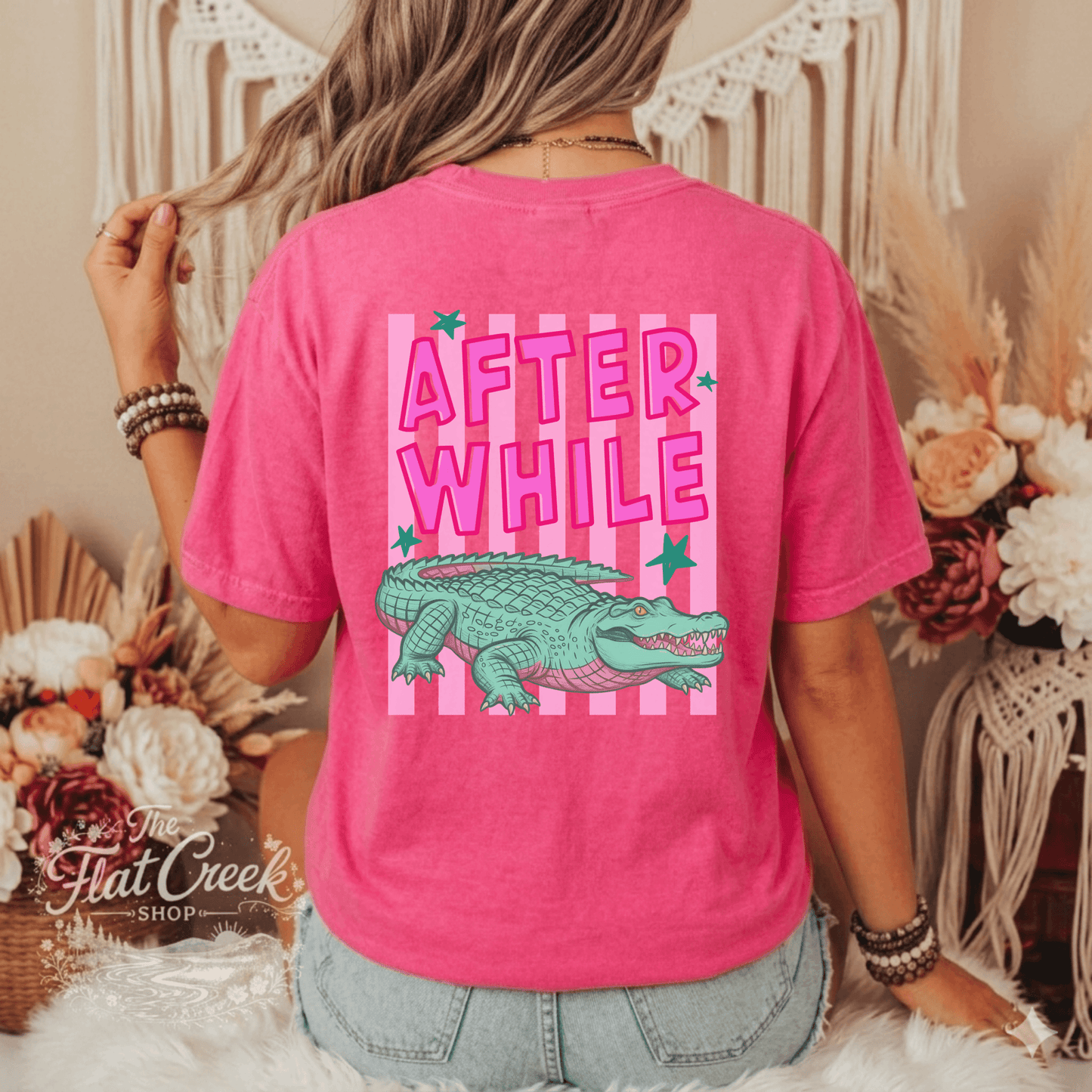 After While Alligator Shirt | Funny Front & Back Graphic Tee | Comfort Colors StyleSThe Flat Creek Shop LLC