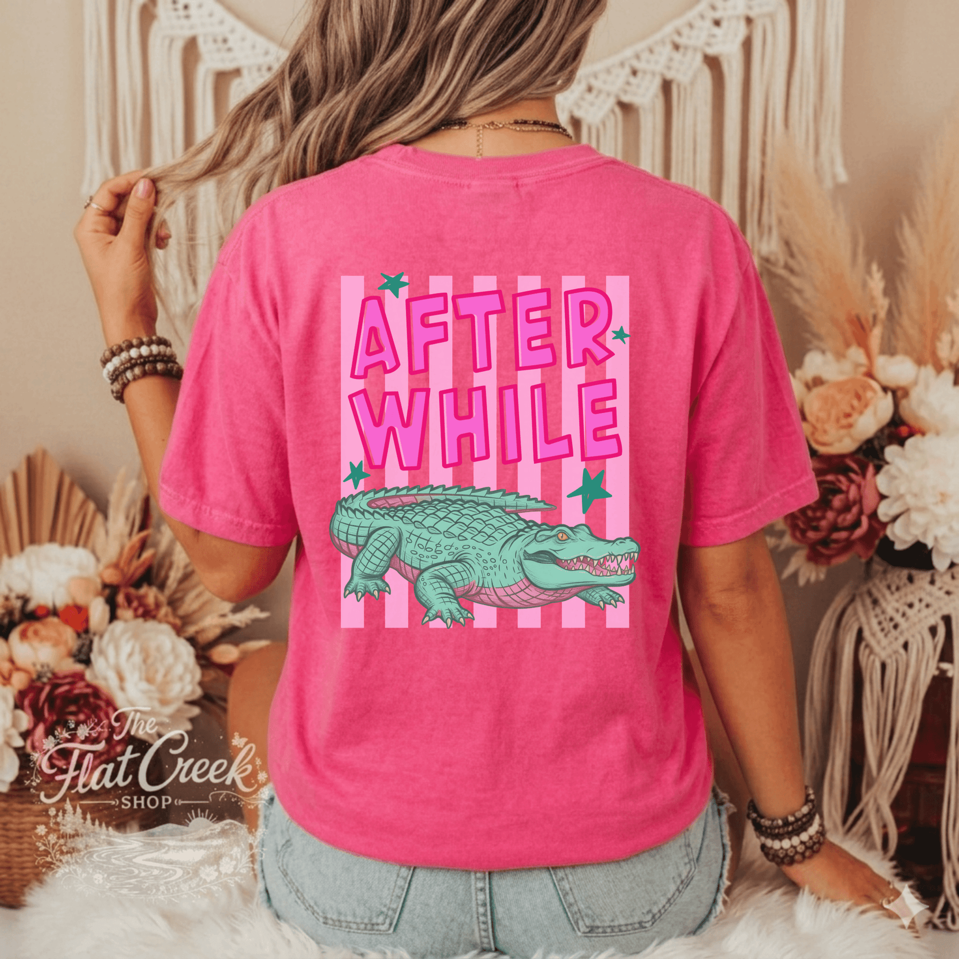 After While Alligator Shirt | Funny Front & Back Graphic Tee | Comfort Colors StyleSThe Flat Creek Shop LLC