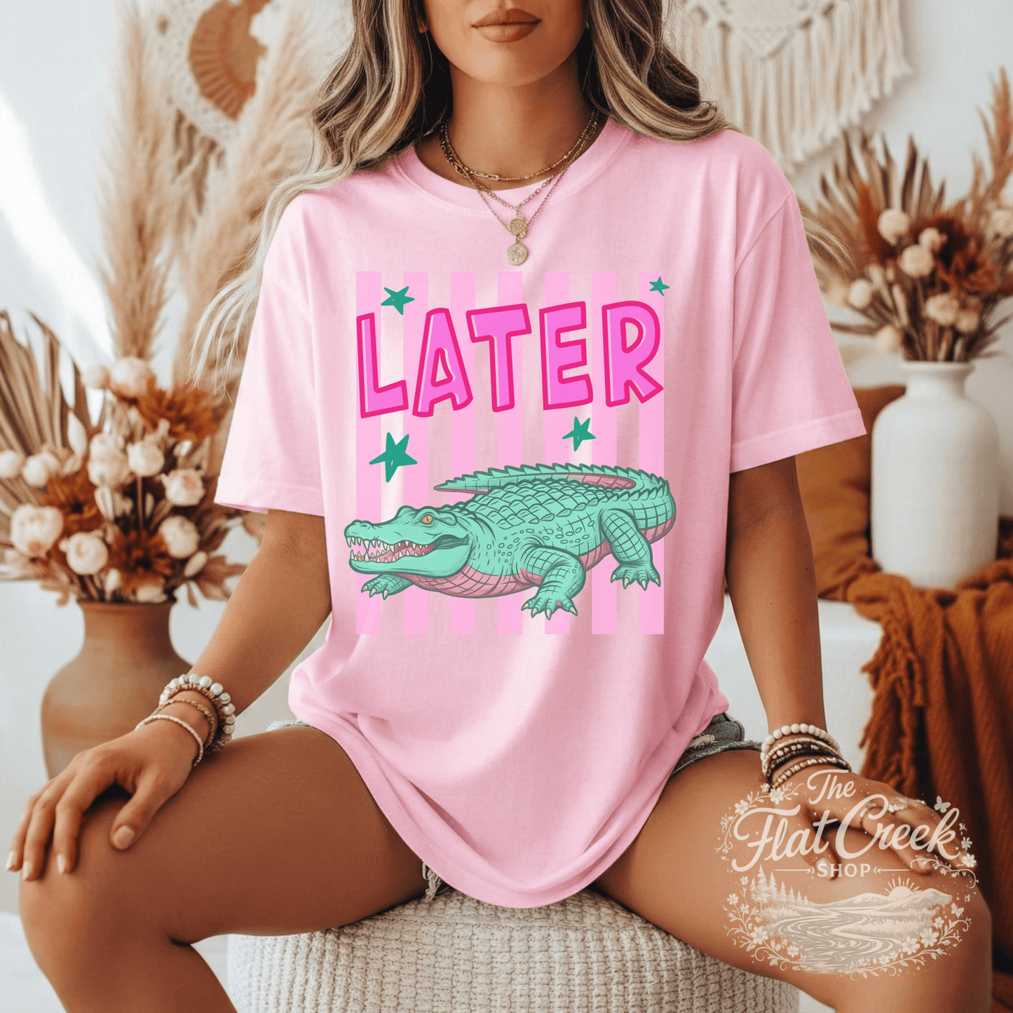 After While Alligator Shirt | Funny Front & Back Graphic Tee | Comfort Colors StyleSThe Flat Creek Shop LLC