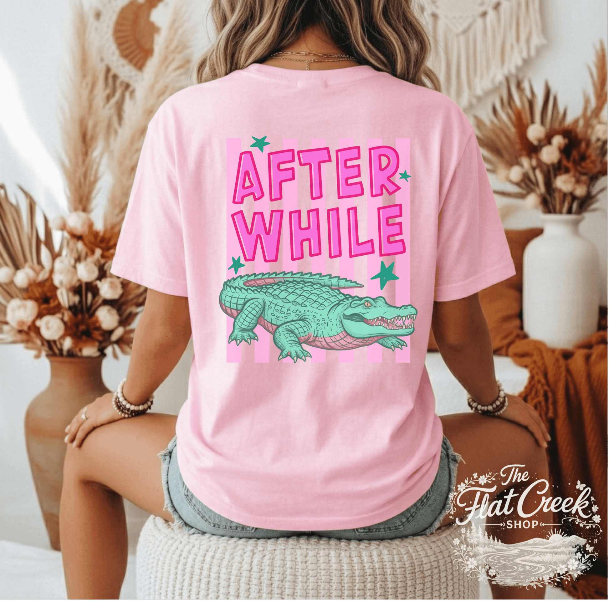 After While Alligator Shirt | Funny Front & Back Graphic Tee | Comfort Colors StyleSThe Flat Creek Shop LLC