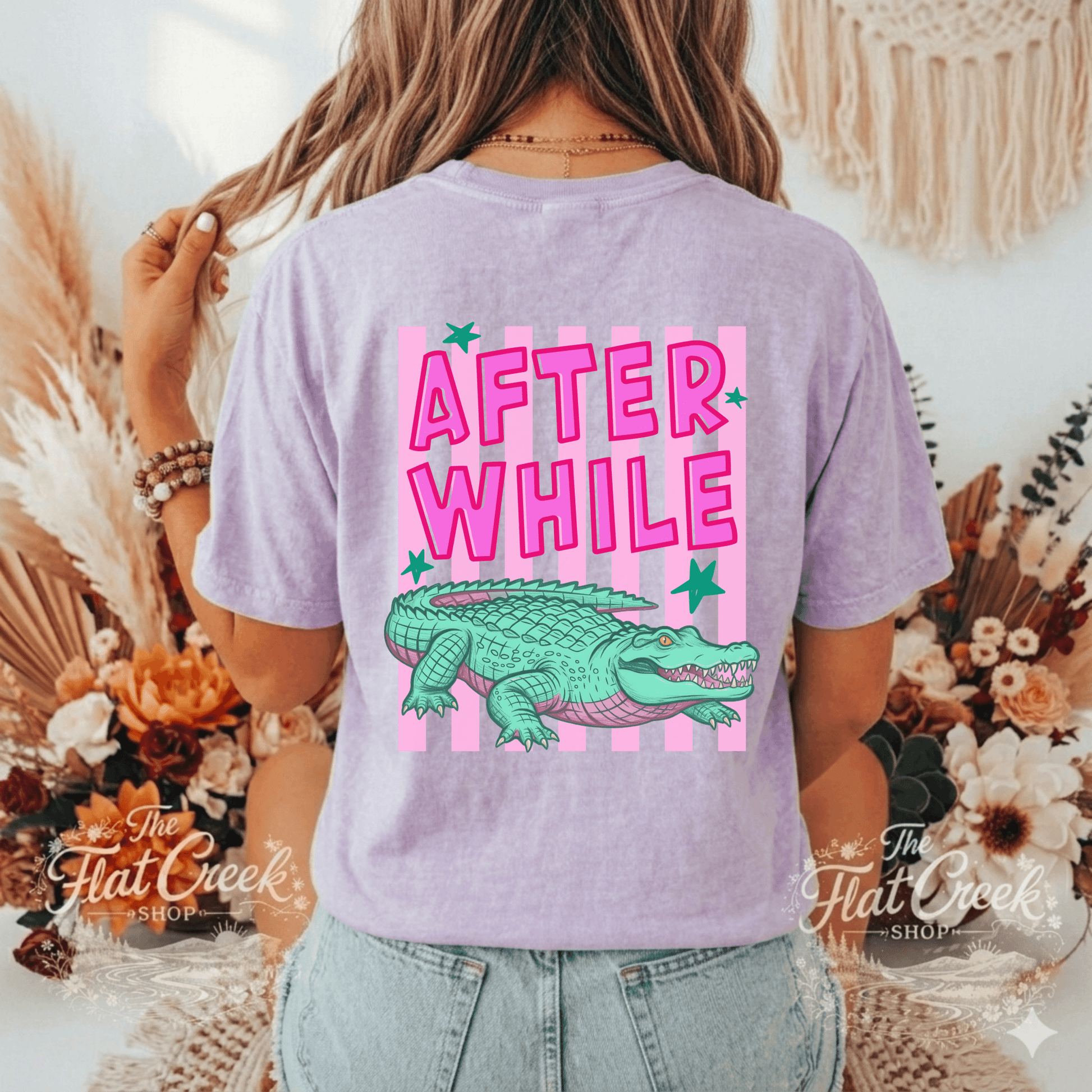 After While Alligator Shirt | Funny Front & Back Graphic Tee | Comfort Colors StyleSThe Flat Creek Shop LLC