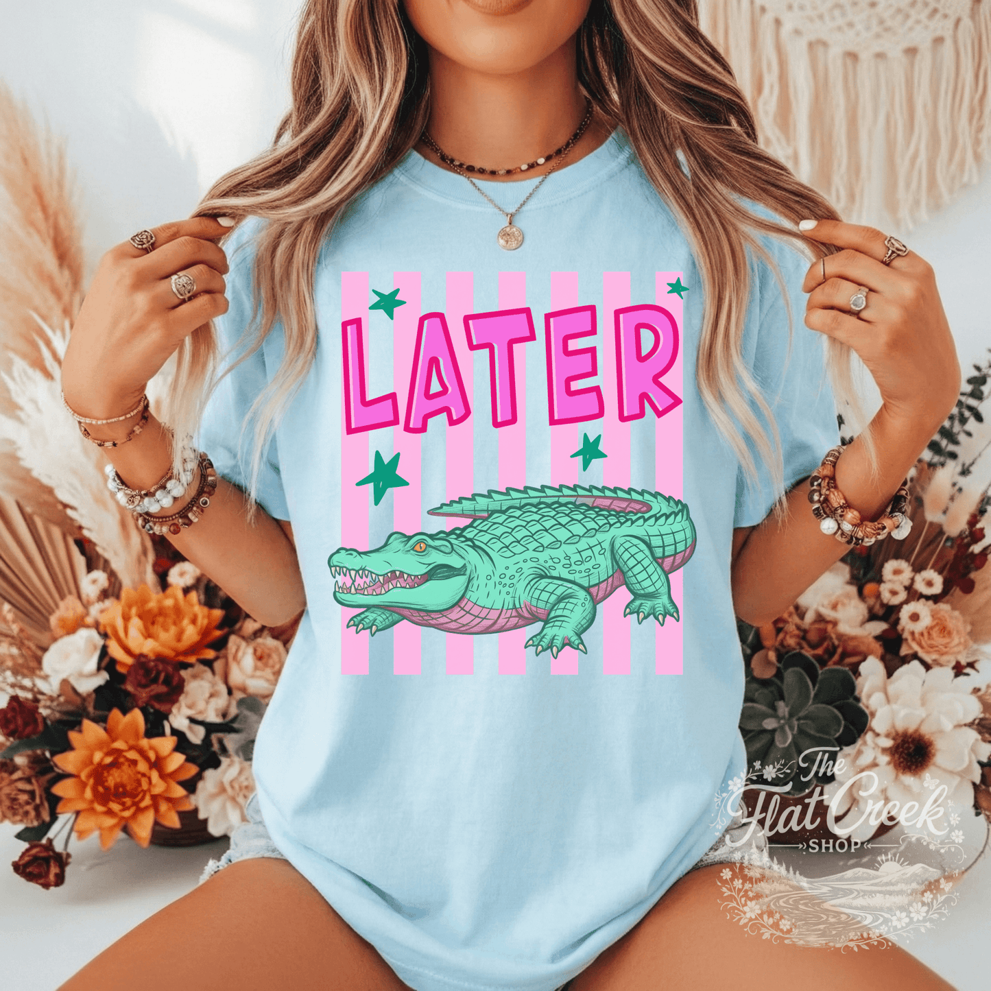 After While Alligator Shirt | Funny Front & Back Graphic Tee | Comfort Colors StyleSThe Flat Creek Shop LLC