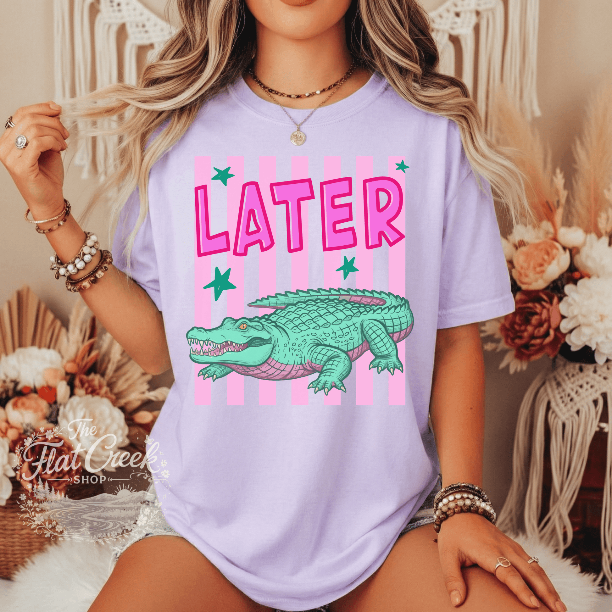 After While Alligator Shirt | Funny Front & Back Graphic Tee | Comfort Colors StyleSThe Flat Creek Shop LLC
