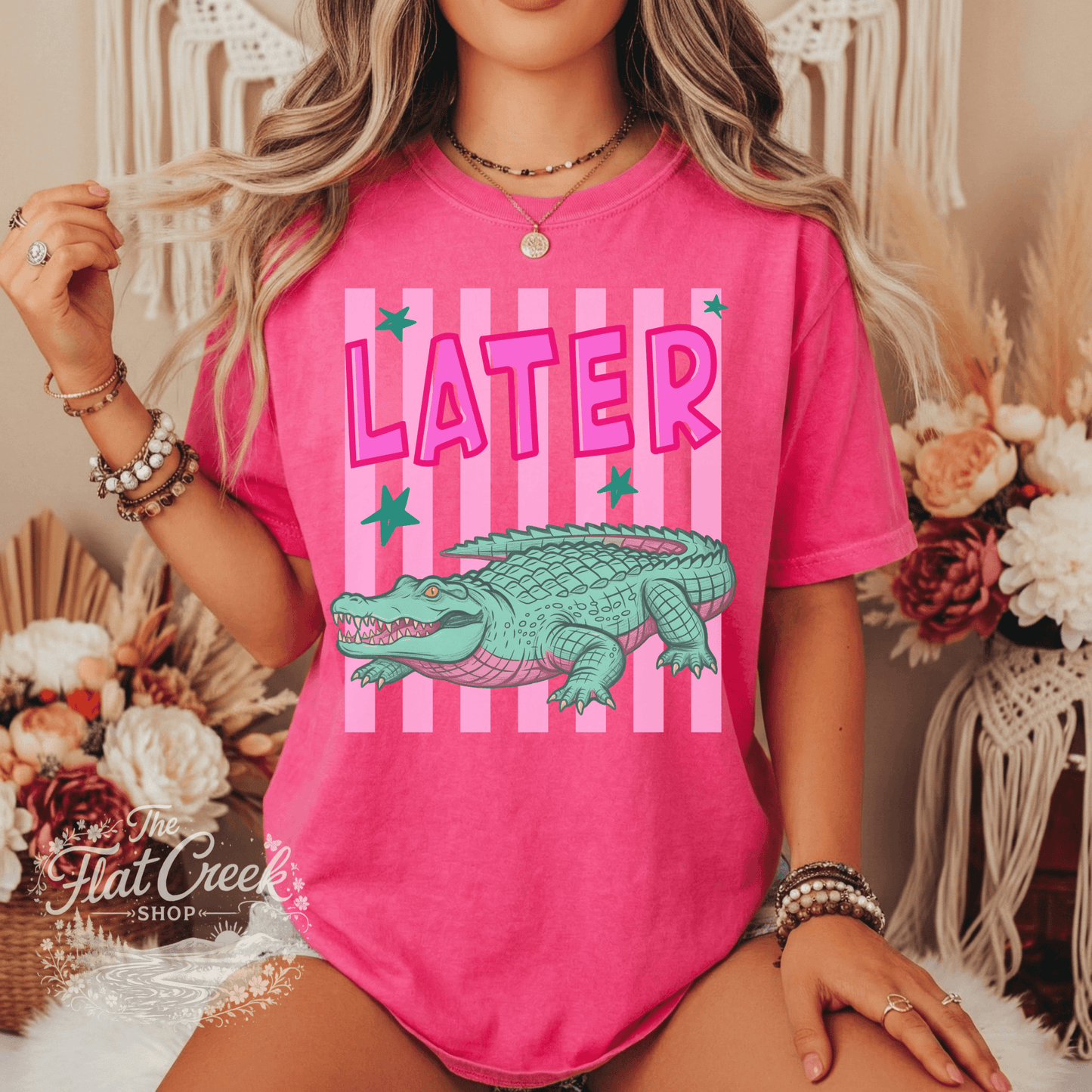After While Alligator Shirt | Funny Front & Back Graphic Tee | Comfort Colors StyleSThe Flat Creek Shop LLC