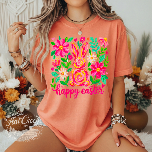 Easter Rabbit Floral Bunny Comfort Colors T-shirt