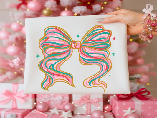 Comfort Colors Christmas Bow T-shirtSmallThe Flat Creek Shop LLC