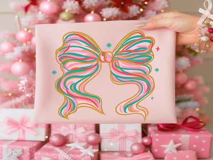 Comfort Colors Christmas Bow T-shirtSmallThe Flat Creek Shop LLC