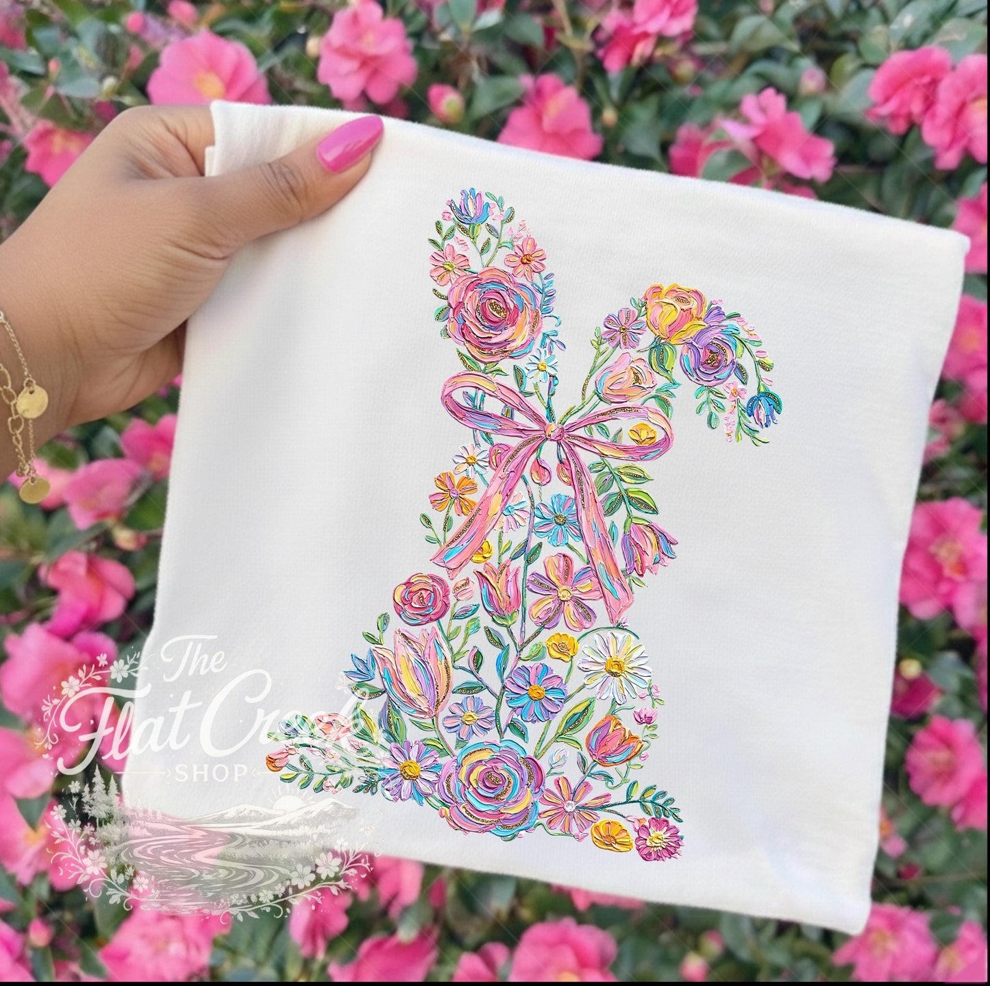Easter Rabbit Floral Bunny Comfort Colors T-shirtSThe Flat Creek Shop LLC