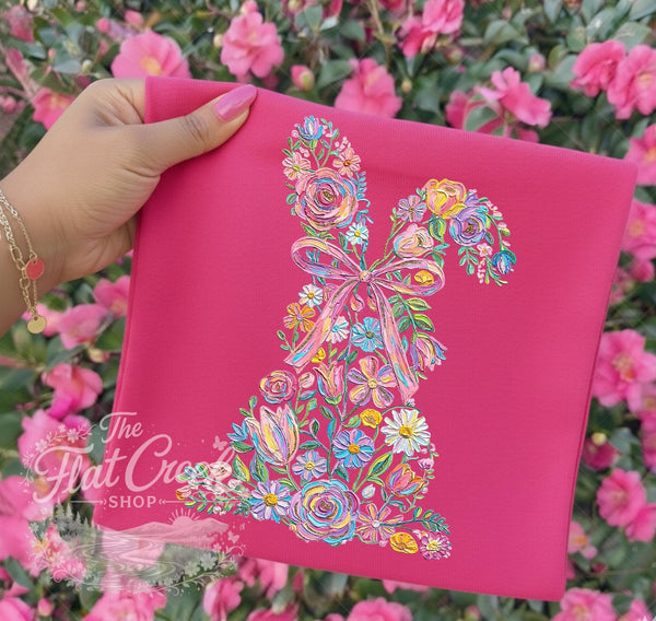 Easter Rabbit Floral Bunny Comfort Colors T-shirtSThe Flat Creek Shop LLC
