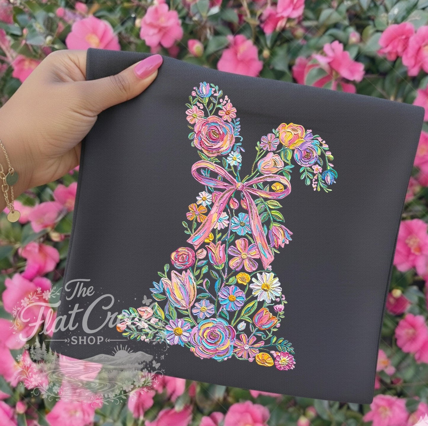 Easter Rabbit Floral Bunny Comfort Colors T-shirtSThe Flat Creek Shop LLC