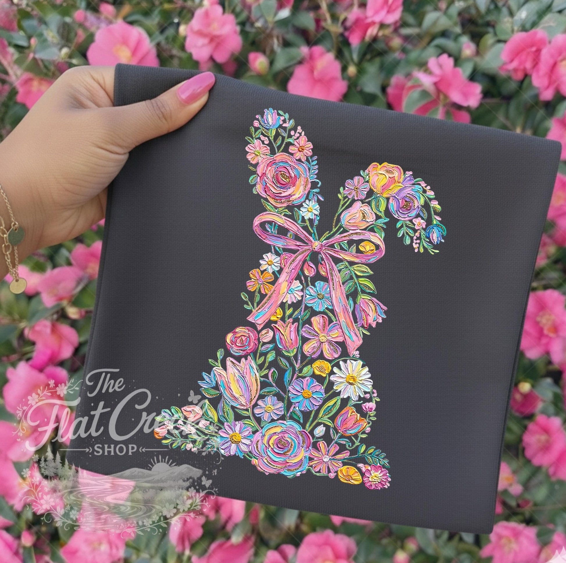 Easter Rabbit Floral Bunny Comfort Colors T-shirtSThe Flat Creek Shop LLC