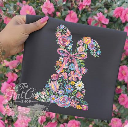 Easter Rabbit Floral Bunny Comfort Colors T-shirtSThe Flat Creek Shop LLC