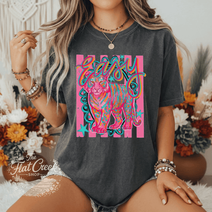 Easy Tiger Graphic Tee | Retro Neon Tiger Shirt | Comfort Colors Style | The Flat Creek ShopSThe Flat Creek Shop LLC
