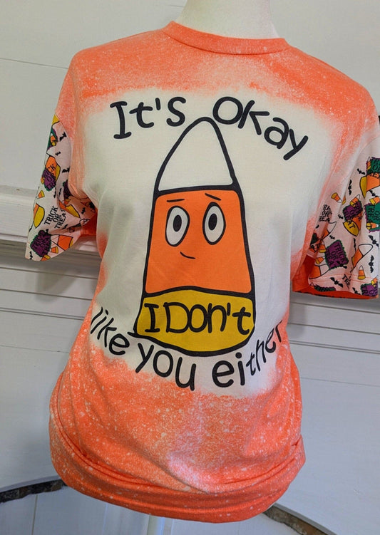 Funny Candy Corn Halloween Bleached Shirt | Hand - Bleached Unisex Graphic TeeSmallThe Flat Creek Shop LLC