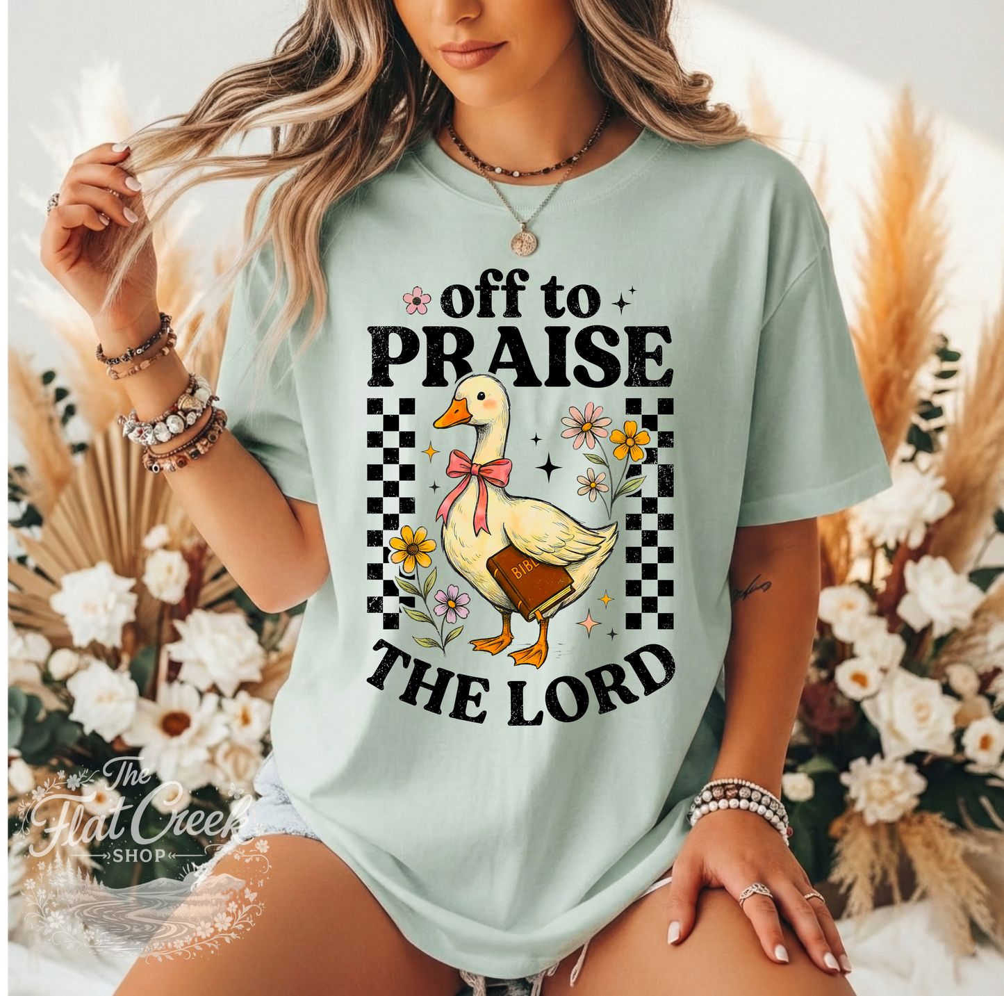 Off to Praise the Lord Shirt | Christian Goose Tee | Cute Faith Graphic T-Shirt | Trendy Christian Shirt for Women