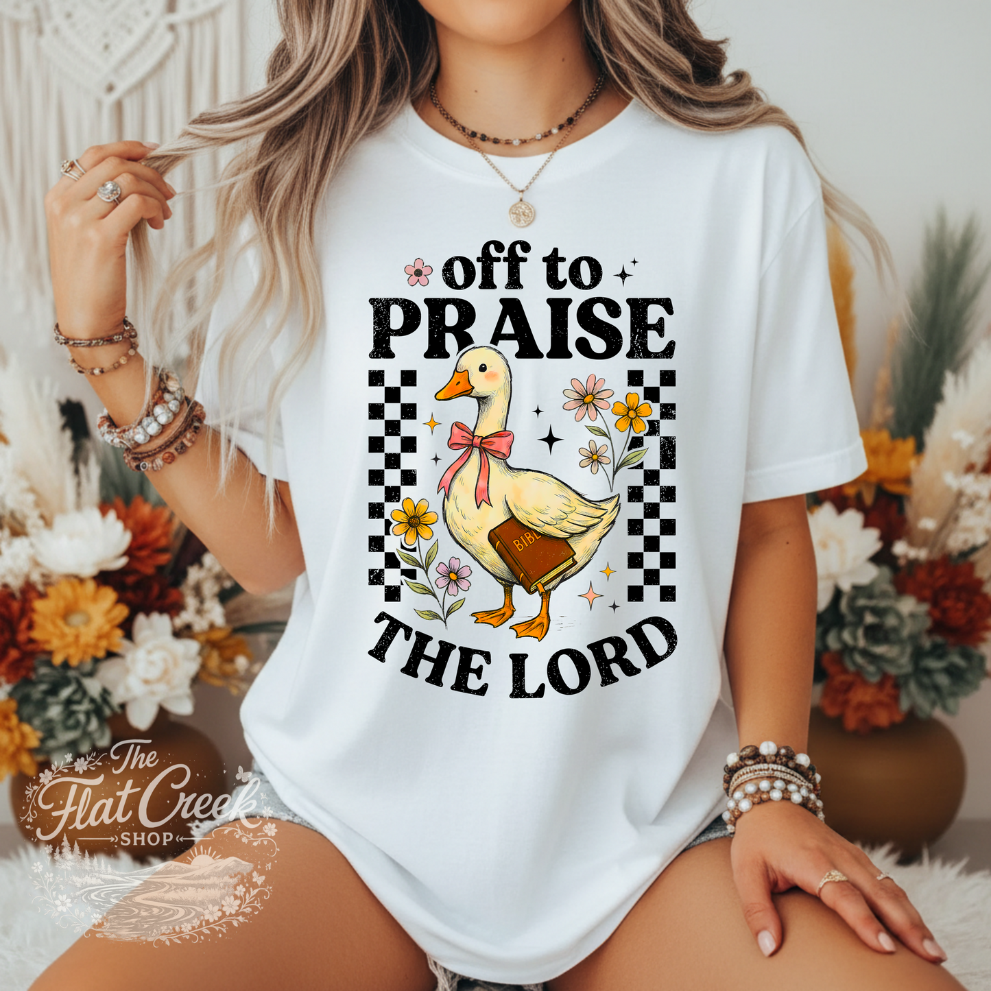 Off to Praise the Lord Shirt | Christian Goose Tee | Cute Faith Graphic T-Shirt | Trendy Christian Shirt for Women