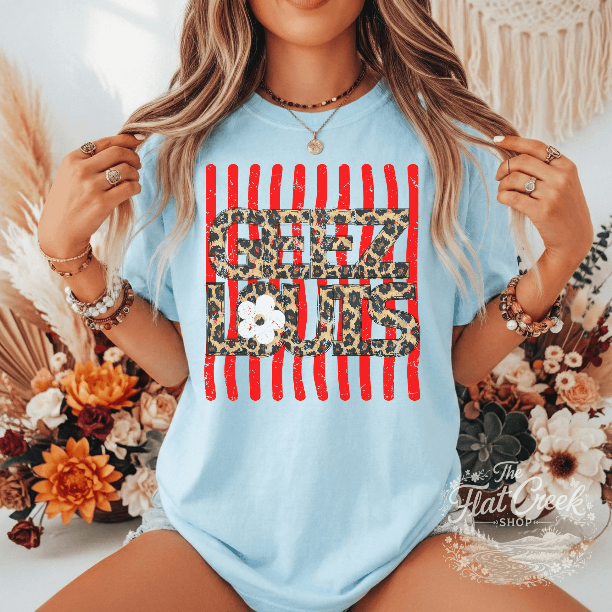 Geez Louis Shirt | Funny Sassy Graphic Tee | Leopard Print Tee | Comfort Colors Style (Copy)SThe Flat Creek Shop LLC