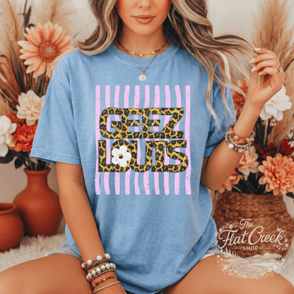 Geez Louis Shirt | Funny Sassy Graphic Tee | Leopard Print Tee | Comfort Colors StyleSThe Flat Creek Shop LLC