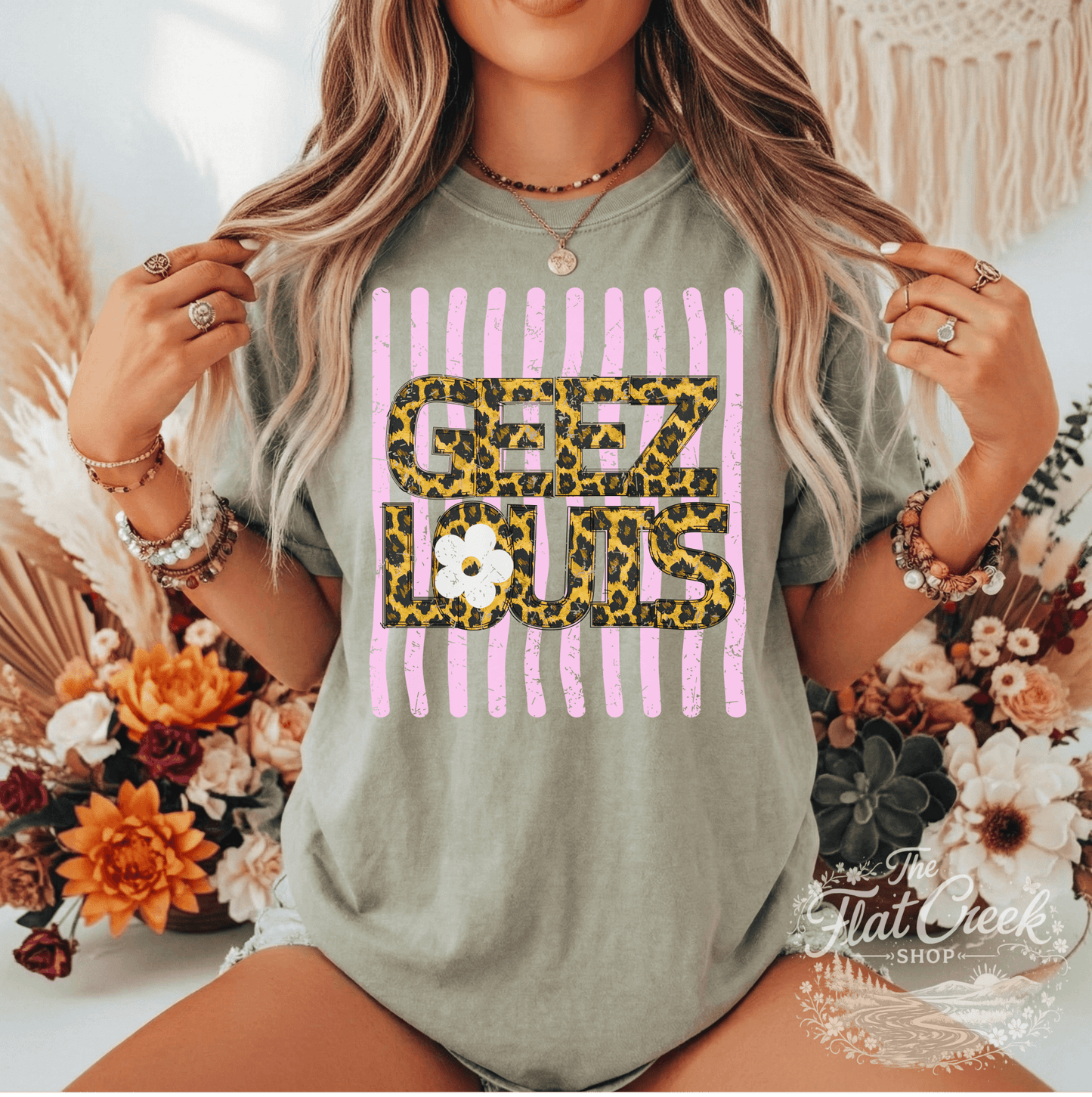 Geez Louis Shirt | Funny Sassy Graphic Tee | Leopard Print Tee | Comfort Colors StyleSThe Flat Creek Shop LLC
