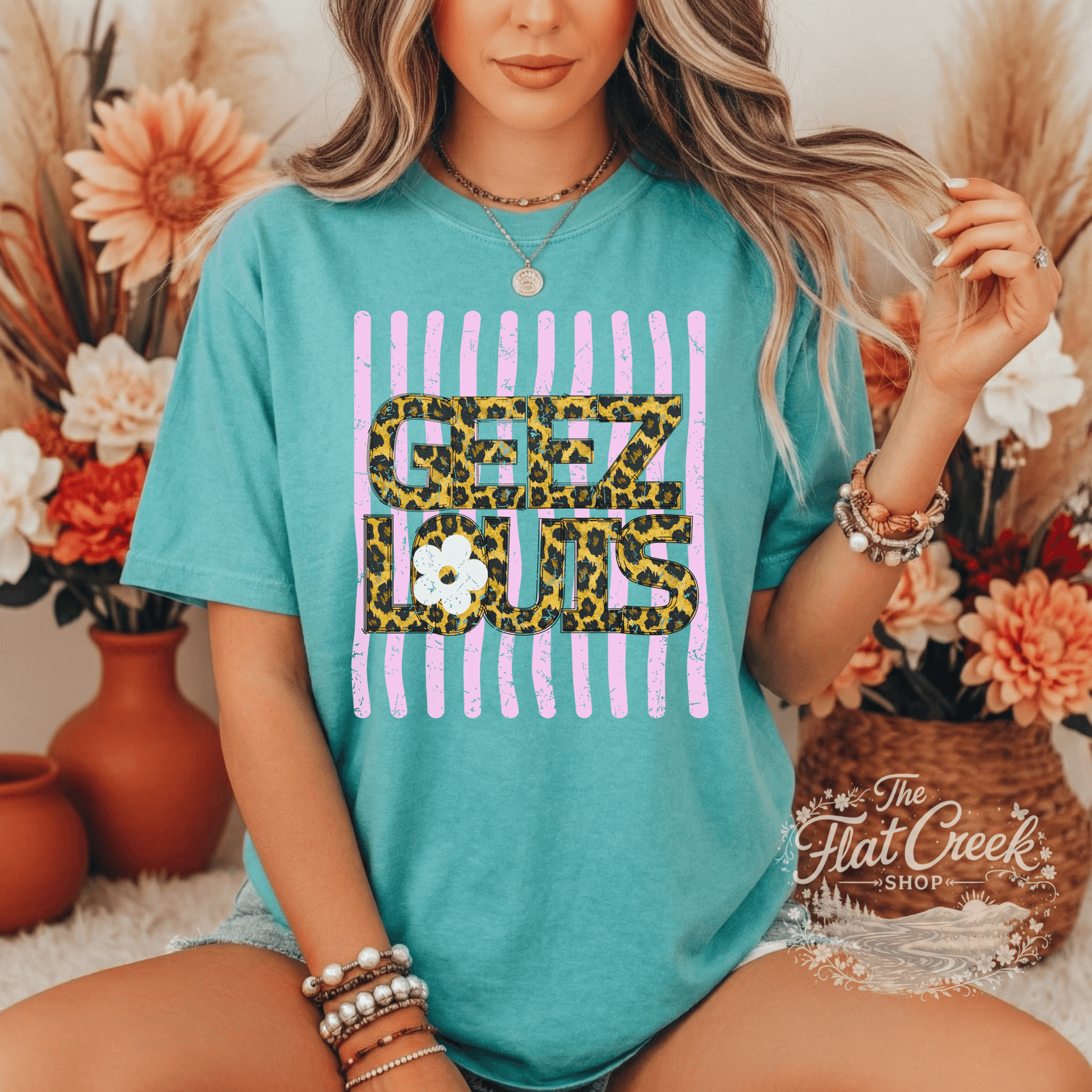 Geez Louis Shirt | Funny Sassy Graphic Tee | Leopard Print Tee | Comfort Colors StyleSThe Flat Creek Shop LLC