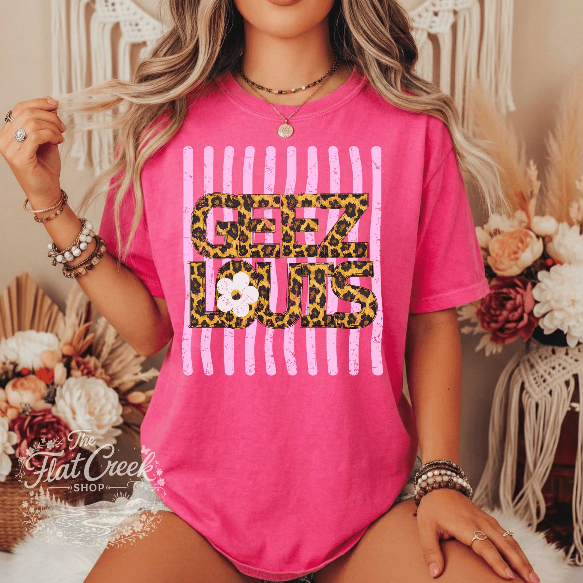Geez Louis Shirt | Funny Sassy Graphic Tee | Leopard Print Tee | Comfort Colors StyleSThe Flat Creek Shop LLC