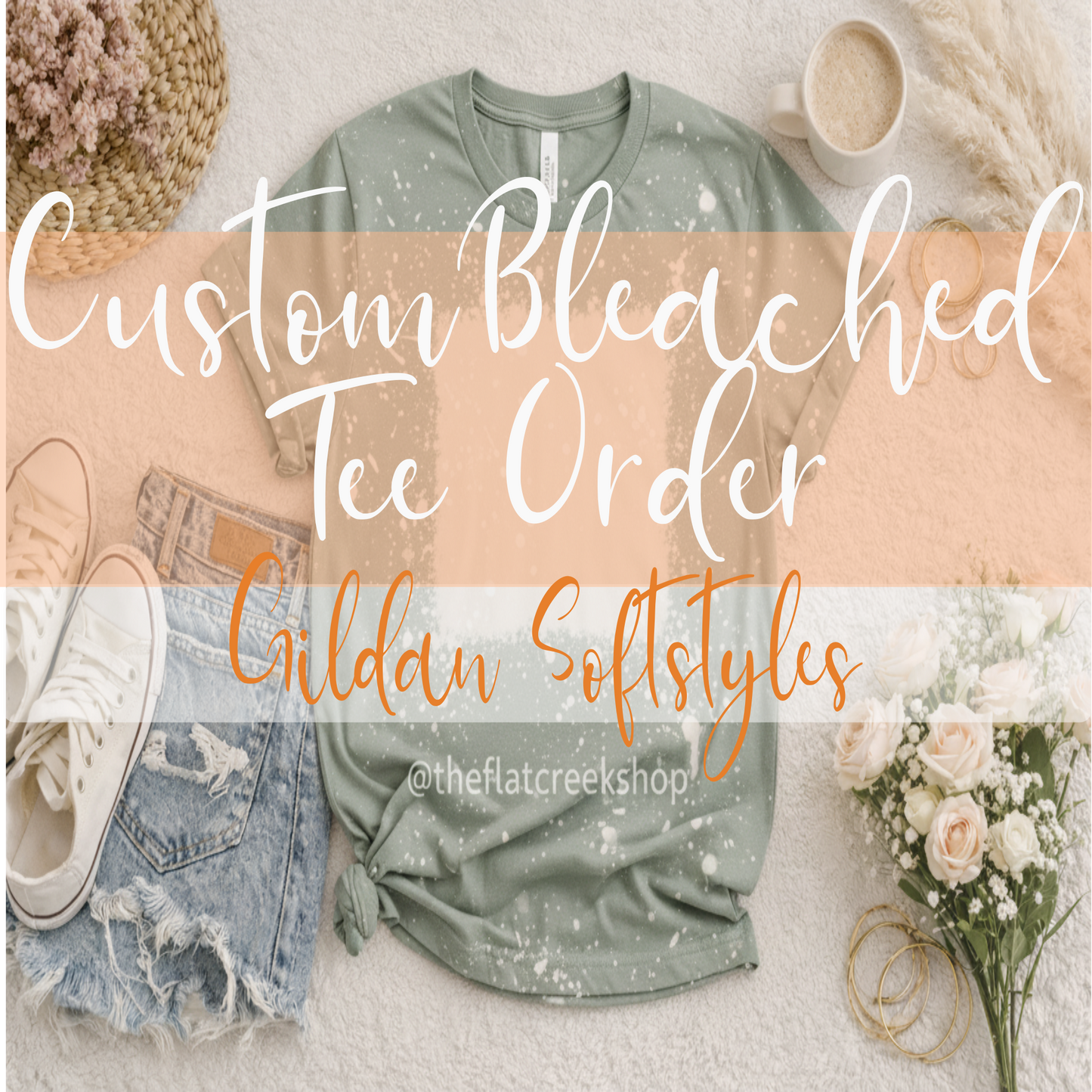 Custom Design T-Shirt Bleached Tee