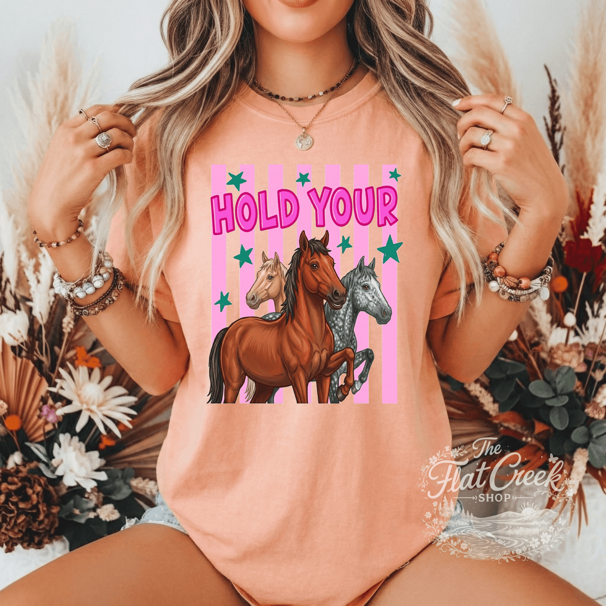Hold Your Horses Graphic Tee | Funny Western Shirt | Comfort Colors Style | The Flat Creek ShopSThe Flat Creek Shop LLC
