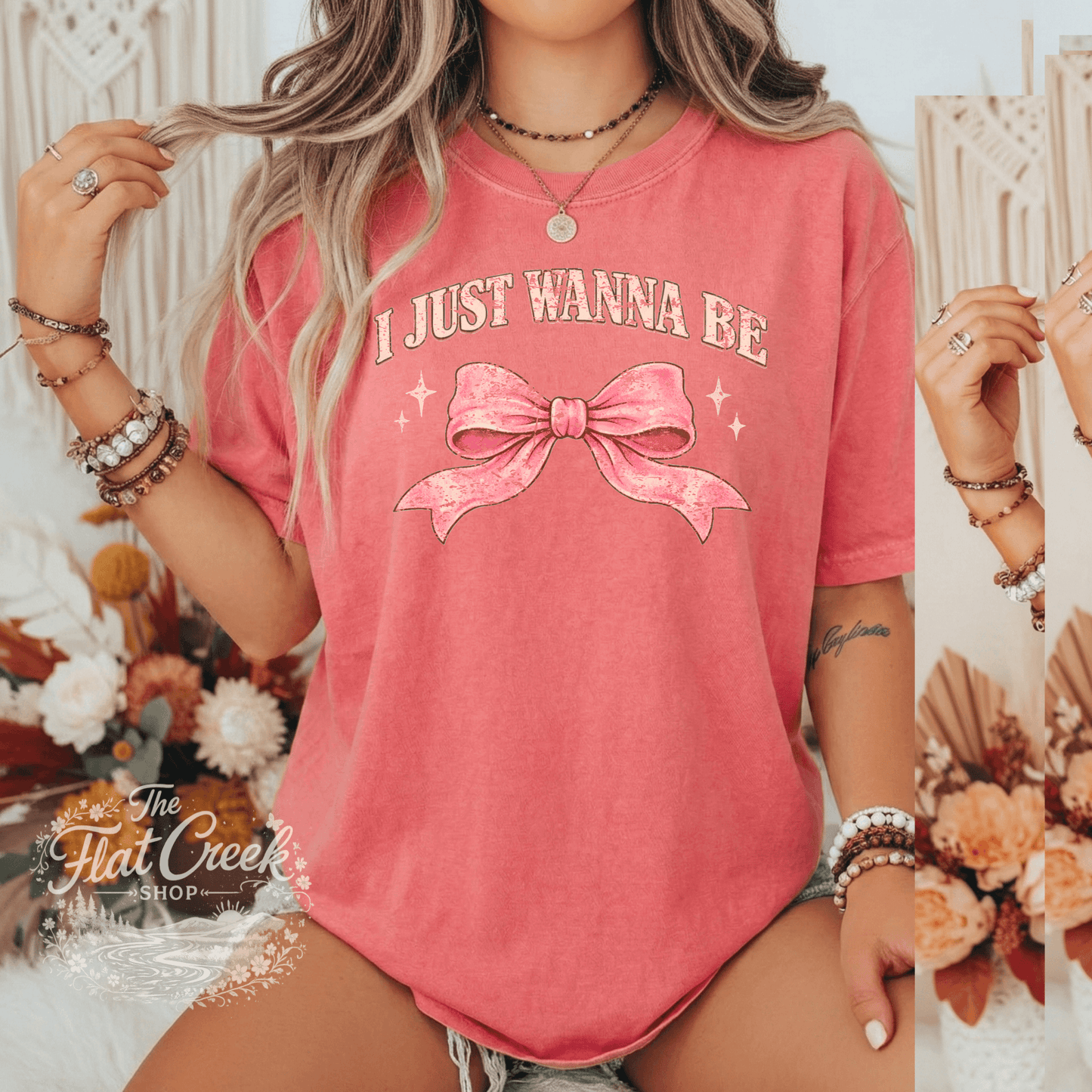 I Just Wanna Be Comfort Colors Tee - Pink Girly Bow | Graphic Tee | The Flat Creek ShopSThe Flat Creek Shop LLC