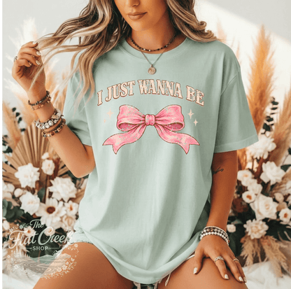 I Just Wanna Be Comfort Colors Tee - Pink Girly Bow | Graphic Tee | The Flat Creek ShopSThe Flat Creek Shop LLC