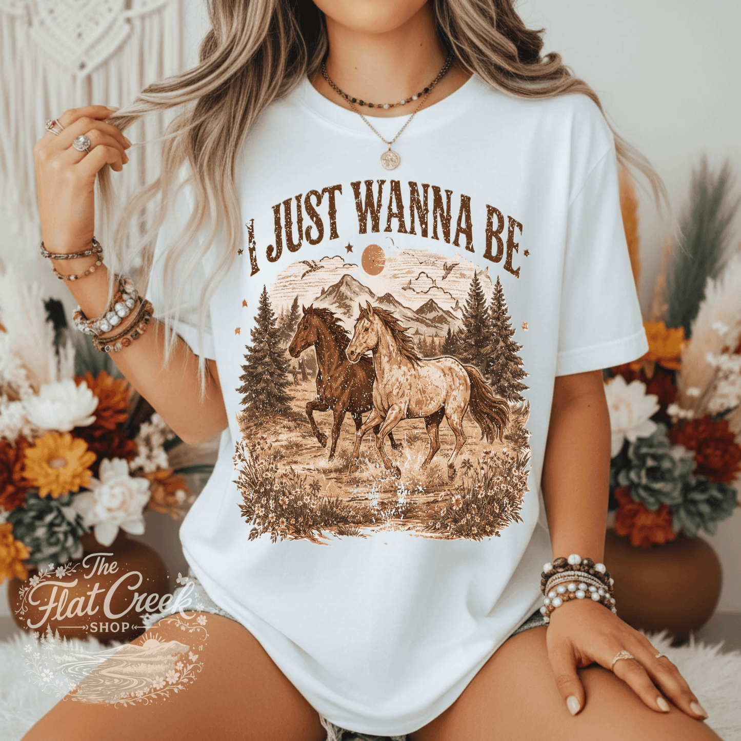 I Just Wanna Be Comfort Colors Tee - Western HorsesSThe Flat Creek Shop LLC