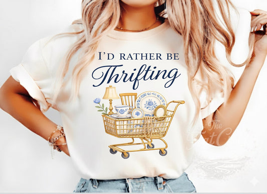 I'd Rather Be Thrifting Cottagecore Granny Core Comfort Colors T-ShirtSThe Flat Creek Shop LLC