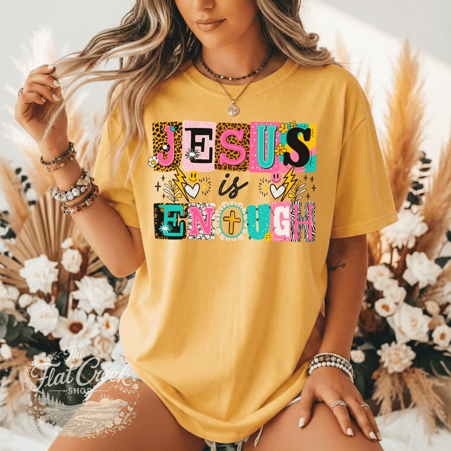 Jesus is Enough Shirt | Colorful Christian Graphic Tee | Faith Tee | Comfort Colors StyleSThe Flat Creek Shop LLC
