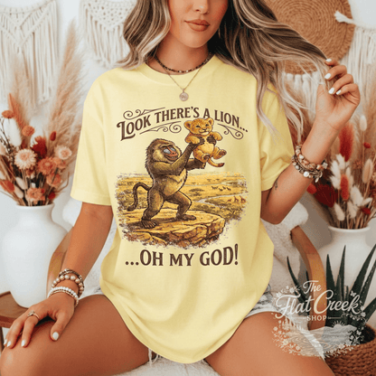 Look There's A Lion Oh My God Comfort Colors TeeSThe Flat Creek Shop LLC