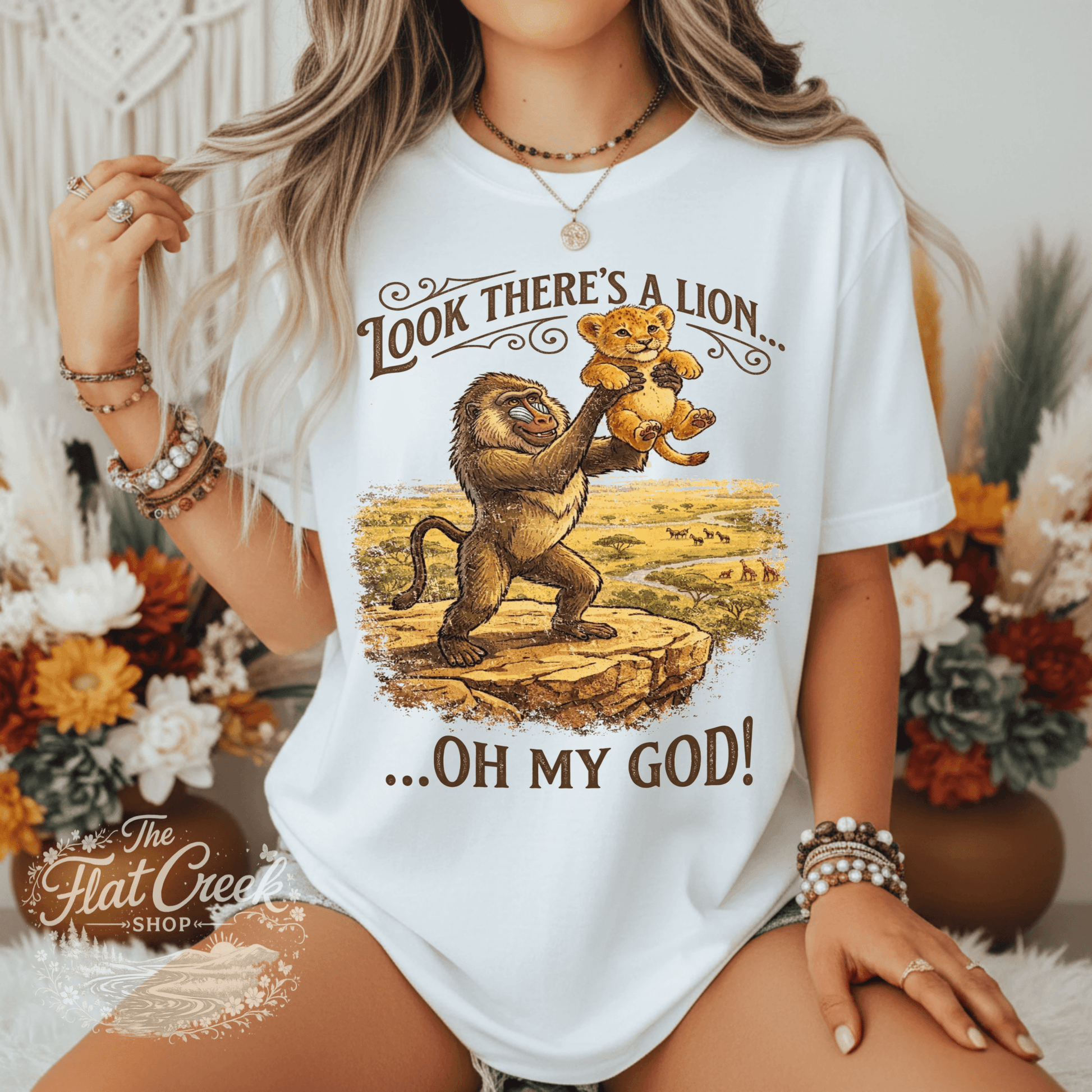 Look There's A Lion Oh My God Comfort Colors TeeSThe Flat Creek Shop LLC