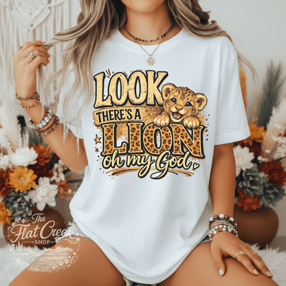 Look There's A Lion Oh My God Comfort Colors TeeSThe Flat Creek Shop LLC