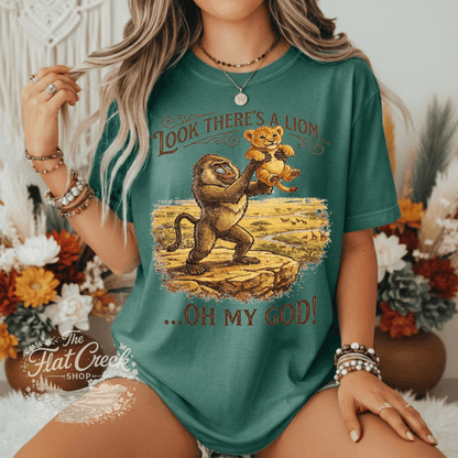 Look There's A Lion Oh My God Comfort Colors TeeSThe Flat Creek Shop LLC