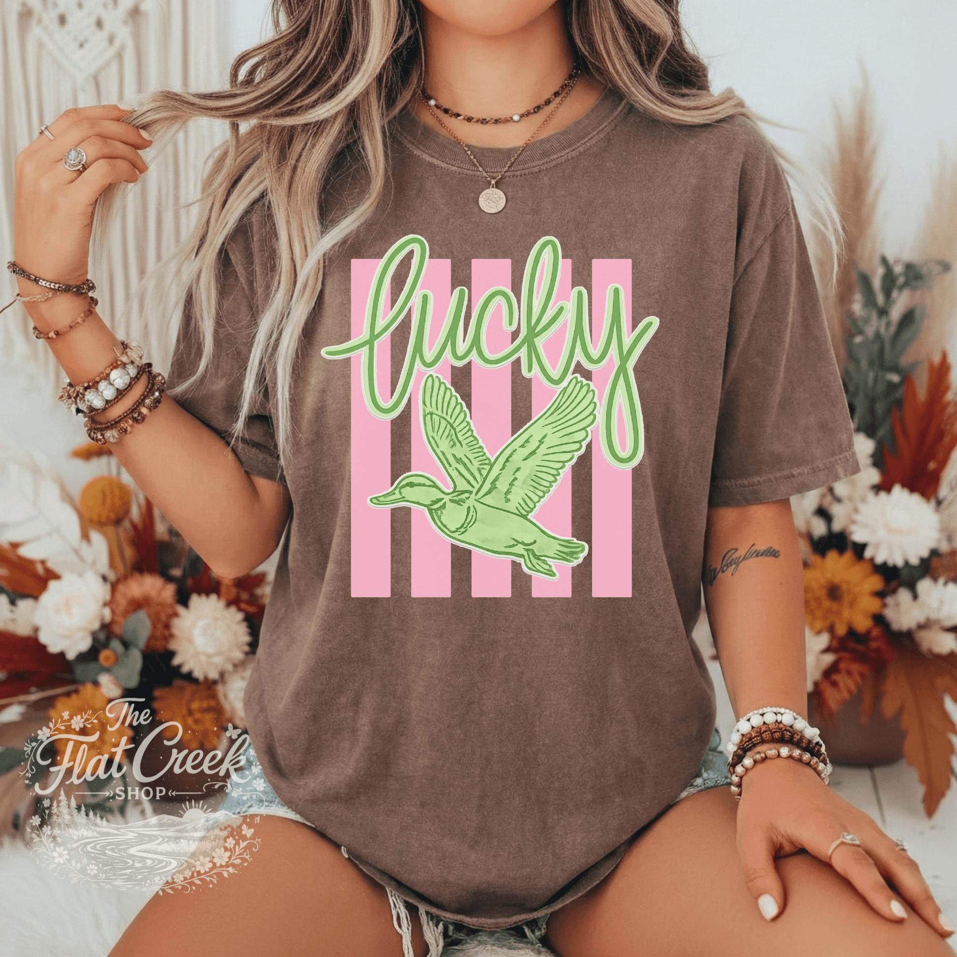 Lucky Duck Graphic Tee | Funny Southern Shirt | Comfort Colors Style | The Flat Creek ShopSThe Flat Creek Shop LLC