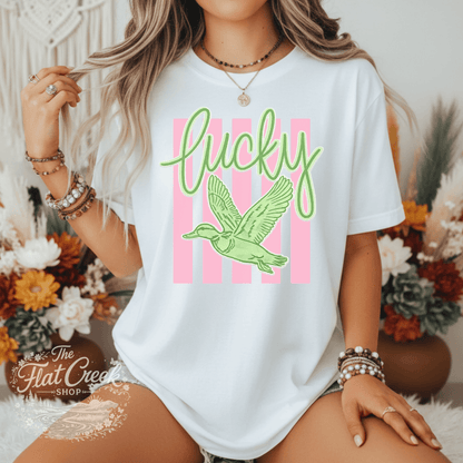 Lucky Duck Graphic Tee | Funny Southern Shirt | Comfort Colors Style | The Flat Creek ShopSThe Flat Creek Shop LLC