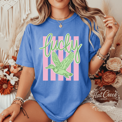 Lucky Duck Graphic Tee | Funny Southern Shirt | Comfort Colors Style | The Flat Creek ShopSThe Flat Creek Shop LLC