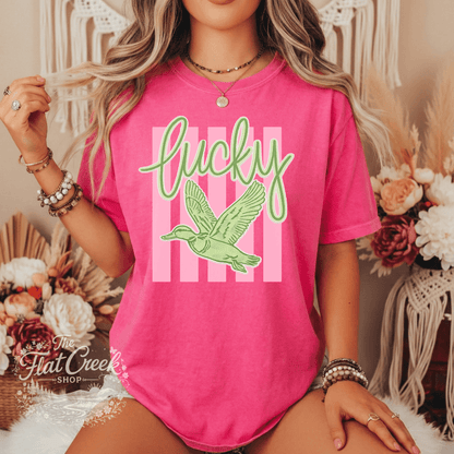 Lucky Duck Graphic Tee | Funny Southern Shirt | Comfort Colors Style | The Flat Creek ShopSThe Flat Creek Shop LLC