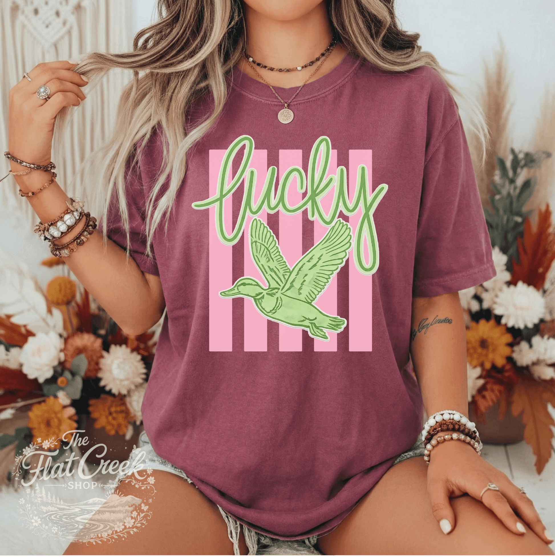 Lucky Duck Graphic Tee | Funny Southern Shirt | Comfort Colors Style | The Flat Creek ShopSThe Flat Creek Shop LLC